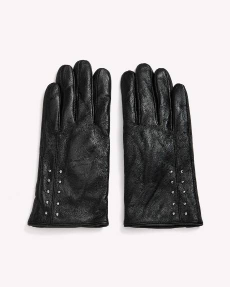 Black Studded Leather Gloves