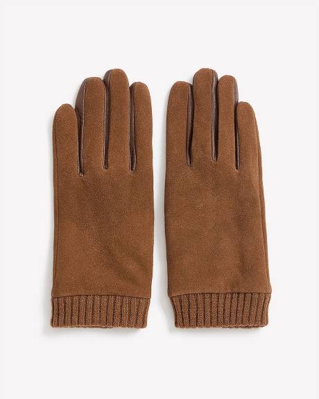 Gants en faux suède brun-clair