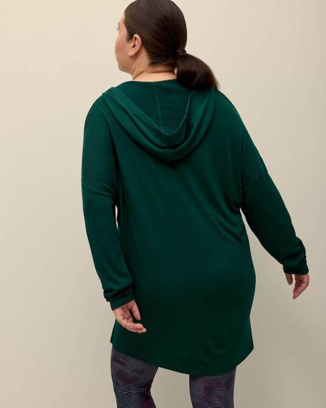 Sweatshirt tunique à capuche avec accents côtelés - Active Zone