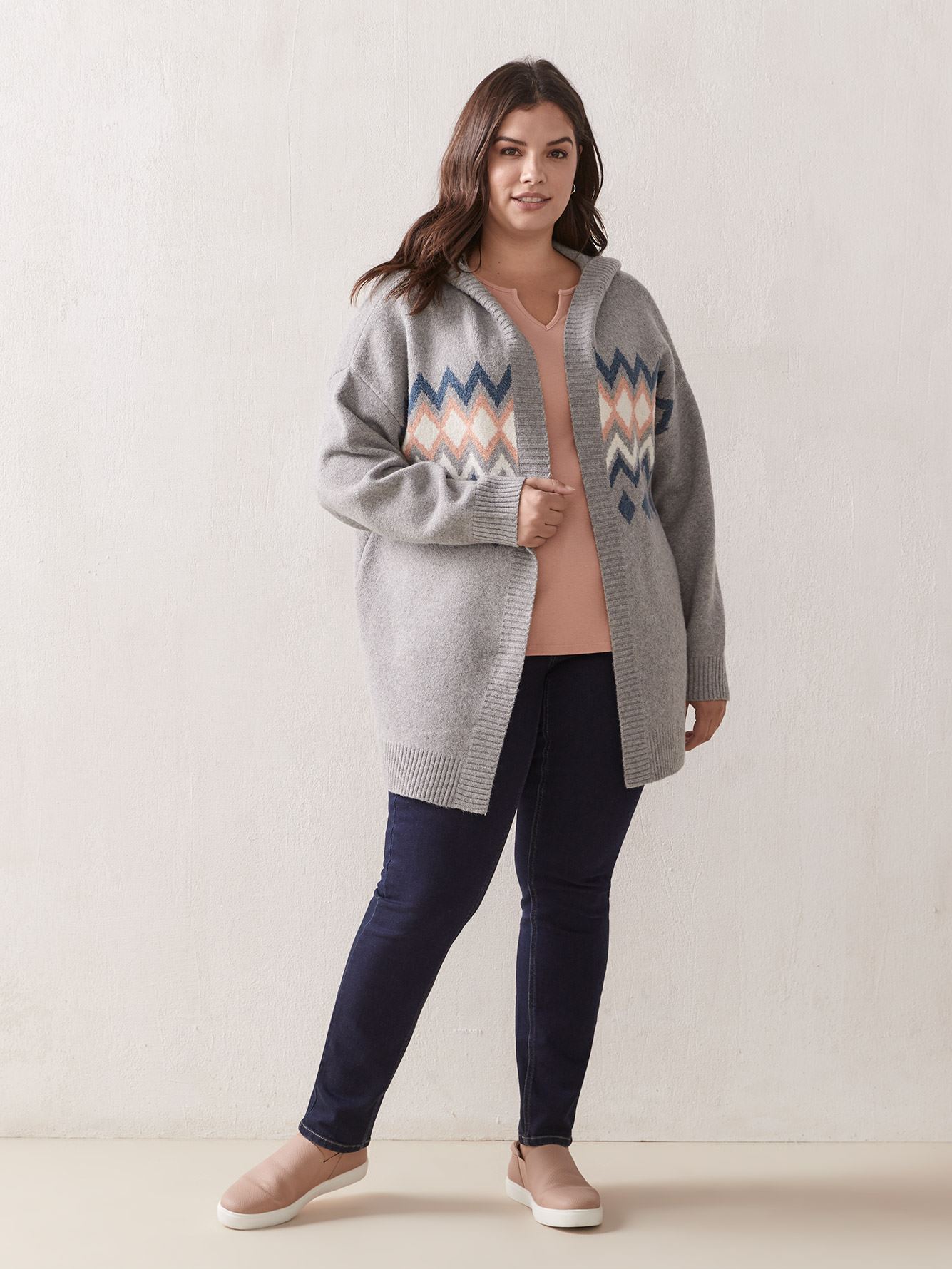 Long Tunic Cardigan With Hood In Every Story Penningtons