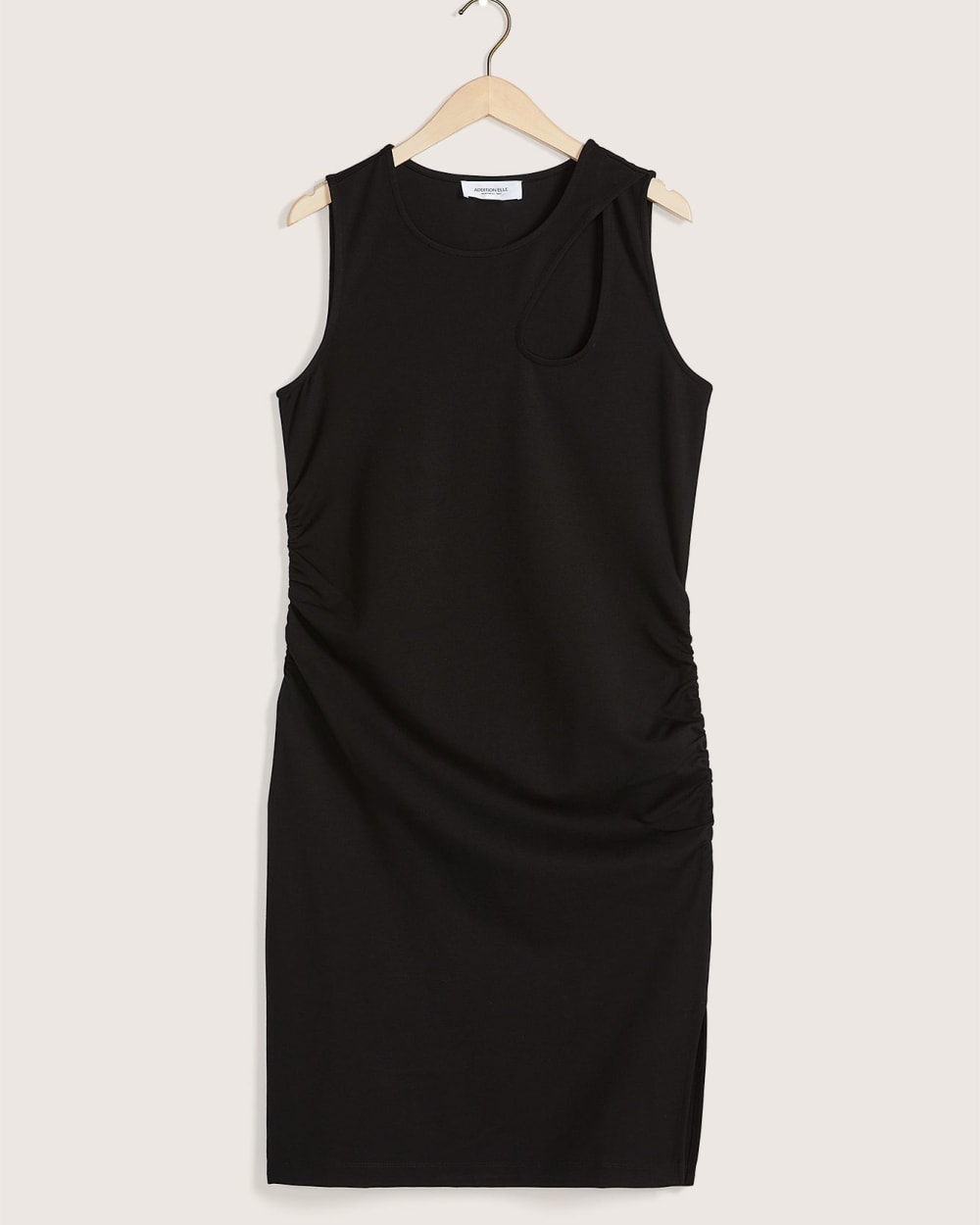 Black Sleeveless Knit Dress with Front Cutout Addition Elle Penningtons