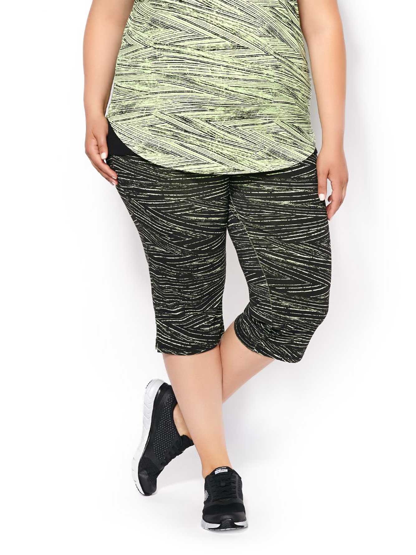 ActiveZone PlusSize Printed Yoga Capri Penningtons