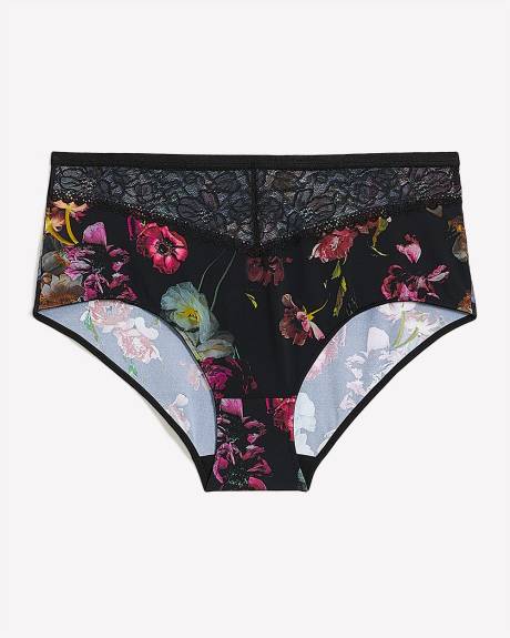 Culotte classique fleurie avec bande de dentelle - Déesse Collection