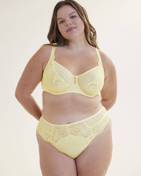 Soutien-gorge en dentelle unie avec mesh et boucle, avec armatures - Déesse Collection