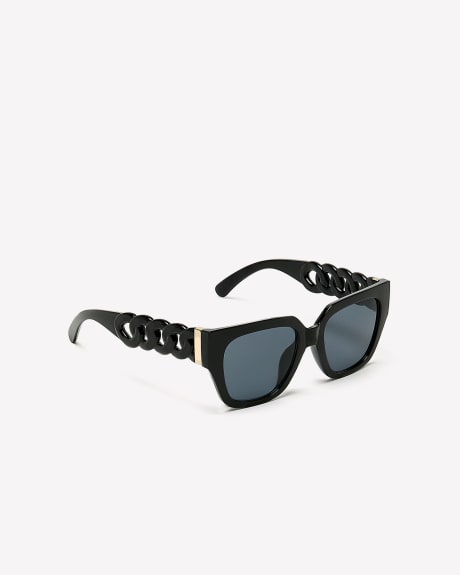 Black Fancy Temple Sunglasses