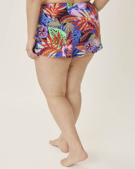 Jupe-maillot taille basse, motif tropical - Bleu Rod Beattie