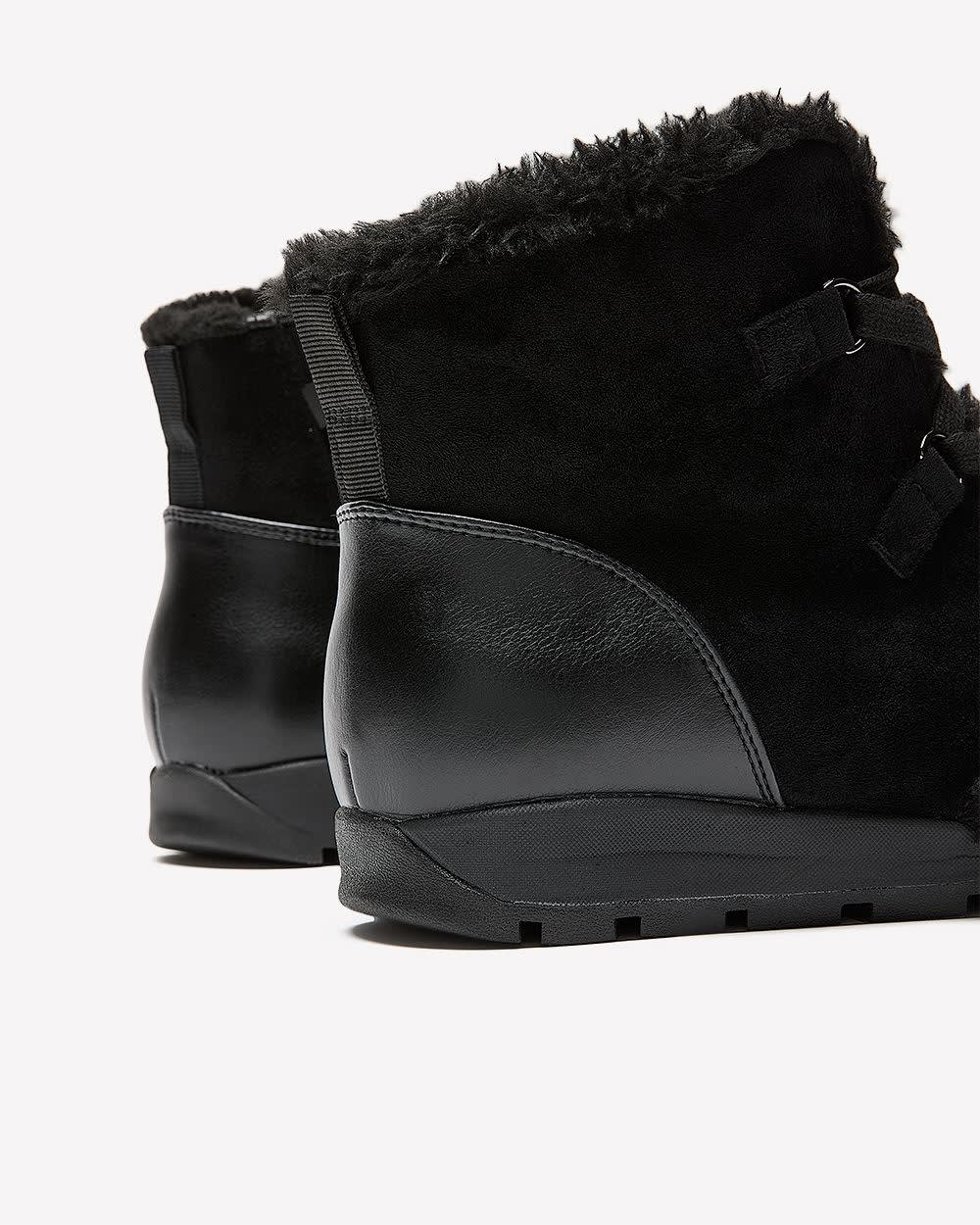 Extra Wide Width, Black Lace-Up Faux Suede Winter Boot Extra Wide Width, Black Lace-Up Faux Suede Winter Boot