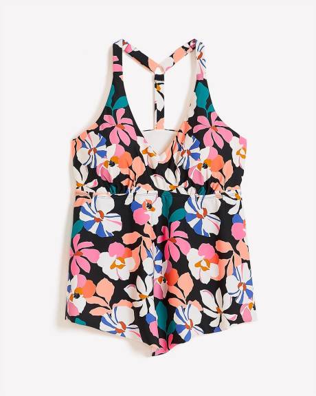 Flora-Print Aviva Tankini Top - Raisins Curve