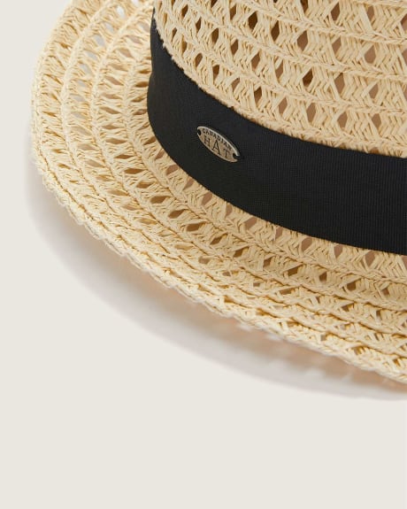 Perforated Straw Hat With Ribbon - Canadian Hat