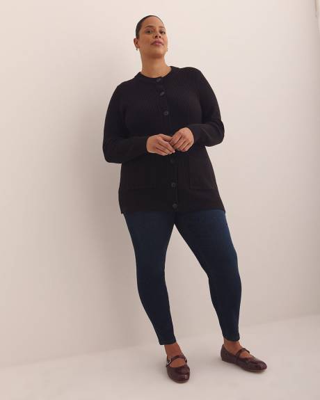 Shaker Stitch Crewneck Tunic Cardigan