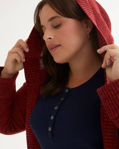Open Hooded Sweater Cardigan