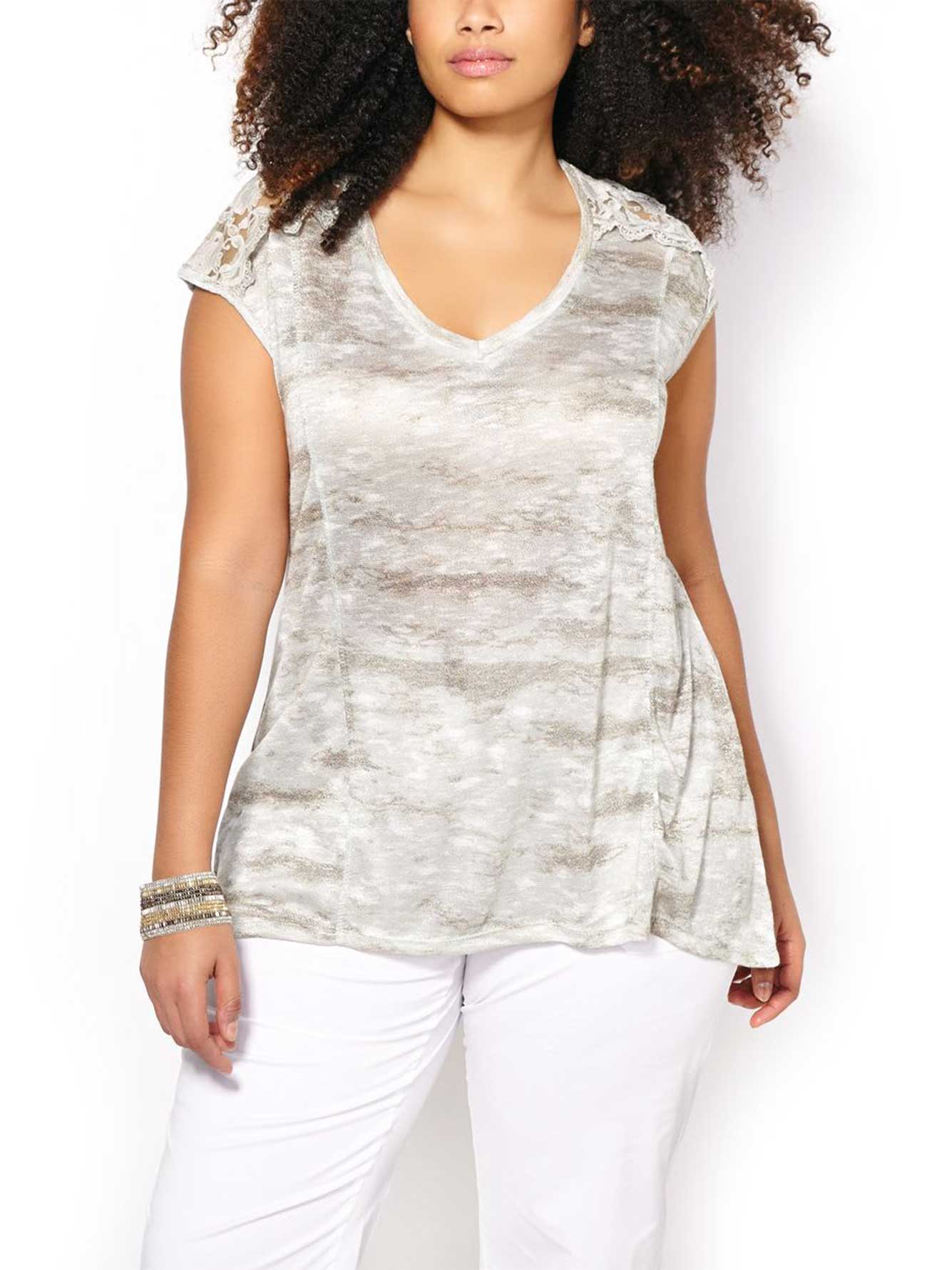 Sleeveless VNeck Top with Crochet Penningtons