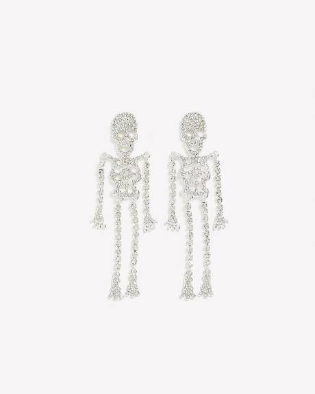Boucles d'oreilles en forme de squelette avec pierres scintillantes