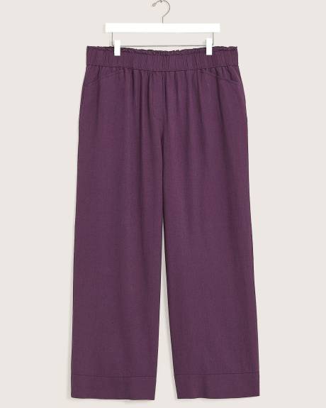 Linen Blend Wide-Leg Pull-On Pant