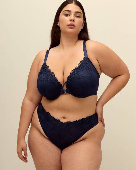 Blue Satin and Lace Thong - Déesse Collection