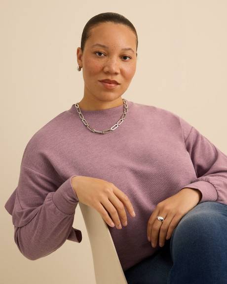 Haut &agrave; col rond et manches longues avec volants - Addition Elle