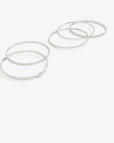 Bracelets assortis argent&eacute;s avec pierre transparente, ens. de 5