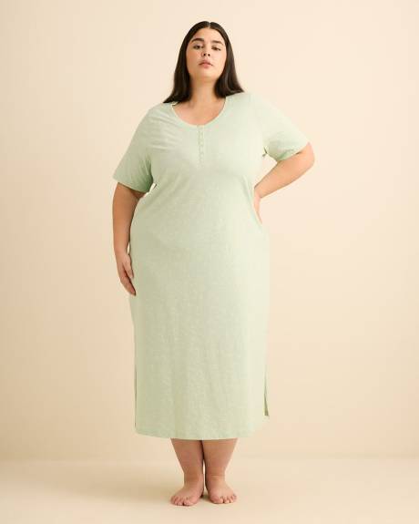 Chemise de nuit longue &agrave; manches courtes avec imprim&eacute; floral - ti Voglio