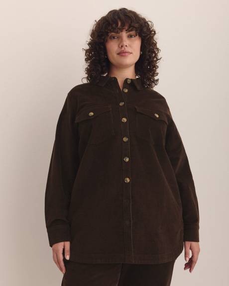 Corduroy Buttoned Down Shirt with Patch Pockets
