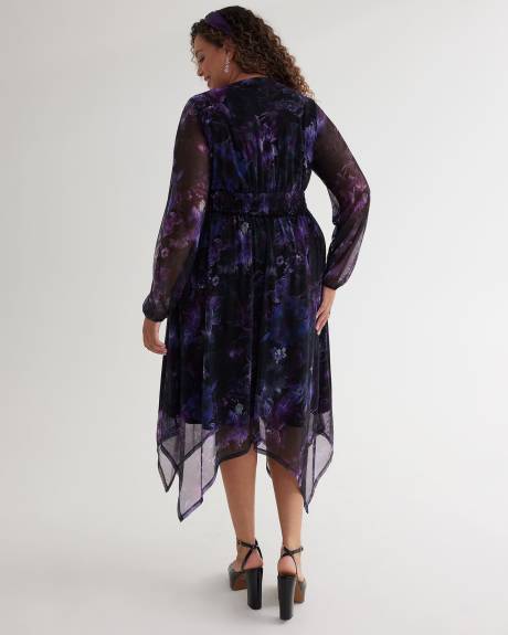 Robe longue cache-coeur en maille avec ourlet asymétrique