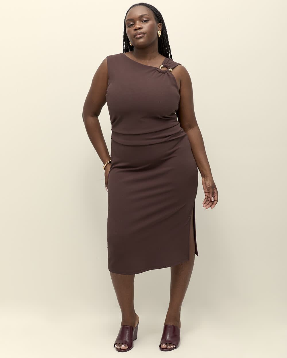Straight Midi Dress with Pleats - Addition Elle