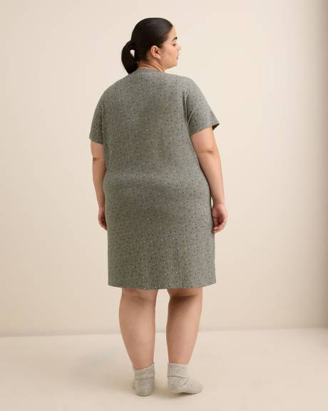Chemise de nuit grise chinée à pois avec manches courtes - ti Voglio
