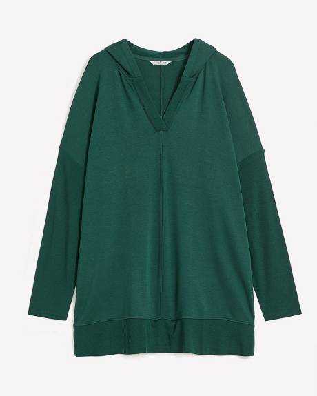 Sweatshirt tunique à capuche avec accents côtelés - Active Zone