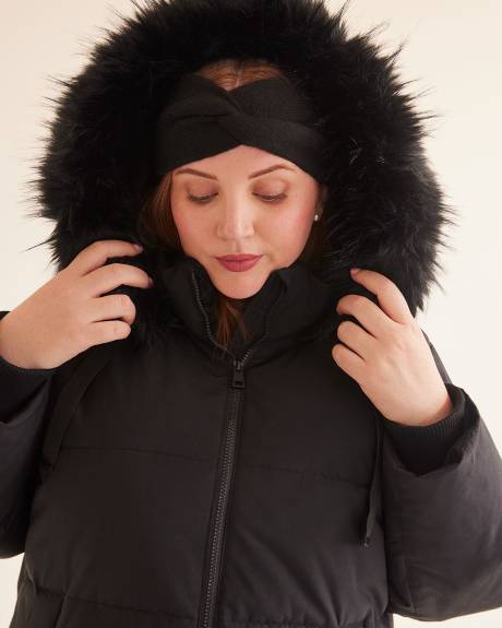 Responsible, Knee-Length Parka with Removable Faux-Fur Hood
