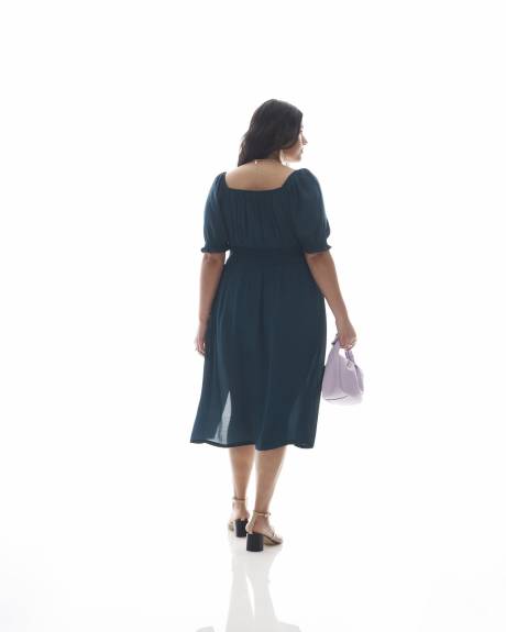 Robe midi avec taille élastique à smocks - Addition Elle