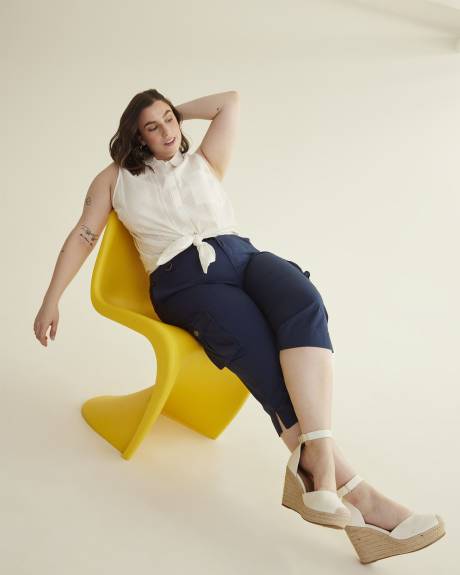 Pantalon capri avec bande de taille côtelée