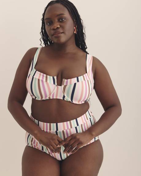Multicoloured-Stripe Sunnie Bikini Top - Raisins Curve