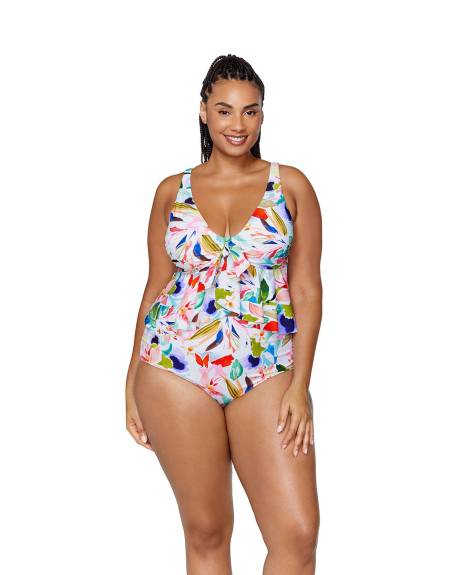 Culotte de maillot à taille haute et à imprimé tropical - Raisins Curve