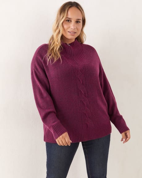 Long Sleeve Sweater With Zipped Mock Neck - In Every Story