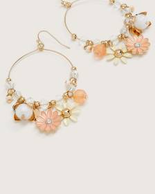 Boucles d'oreilles anneaux avec breloques en fleurs
