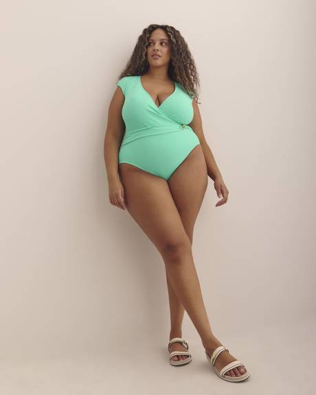 Maillot une-pièce bleu à petites manches - Bleu by Rod Beattie