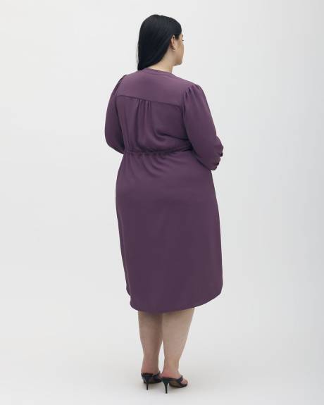 Silky Midi Shirt Dress with Waist Drawstring - Addition Elle
