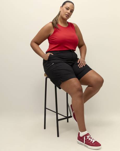 Cotton Bermuda with Ribbed Waistband