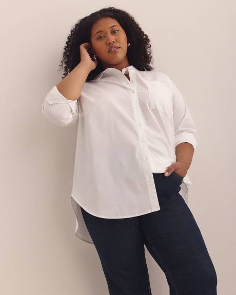 White Cotton Poplin Tunic Shirt