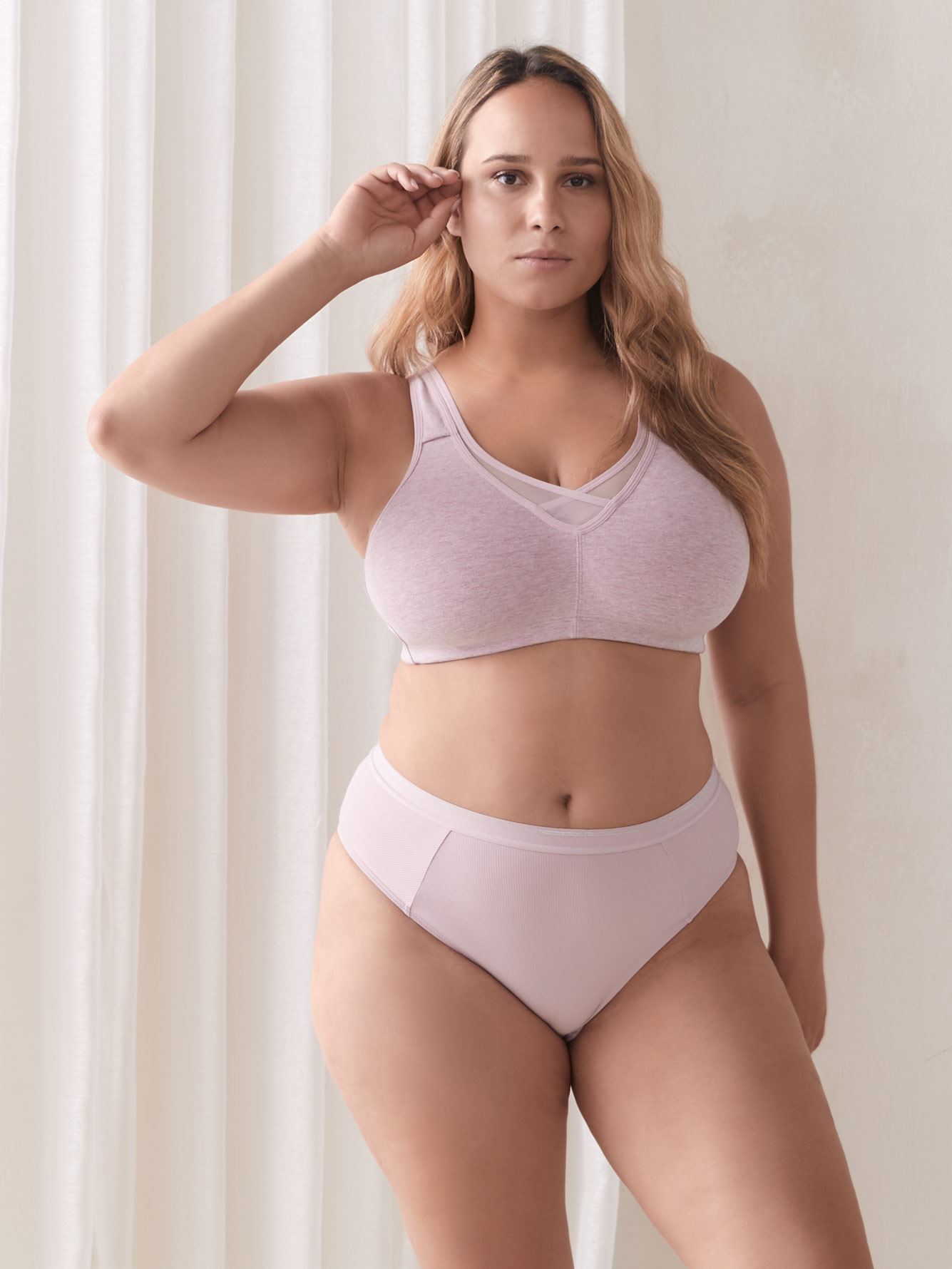 Wirefree Cotton Bra with Lace Detail, G & H Cups ti Voglio Penningtons