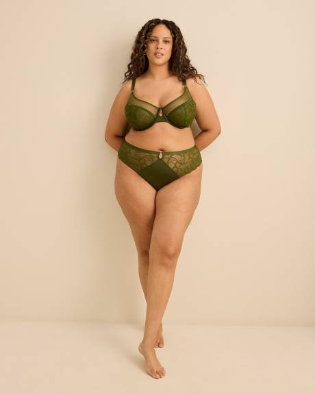 Soutien-gorge pigeonnant vert non doubl&eacute; avec dentelle, avec armatures - D&eacute;esse Collection