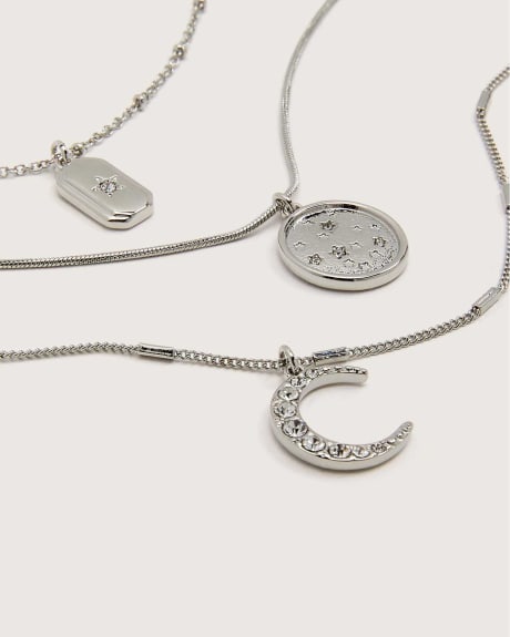 Three-Layer Long Necklace With Celestial Charms - In Every Story