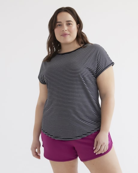 Striped Boat-Neck Top with Crisscross Back - Active Zone