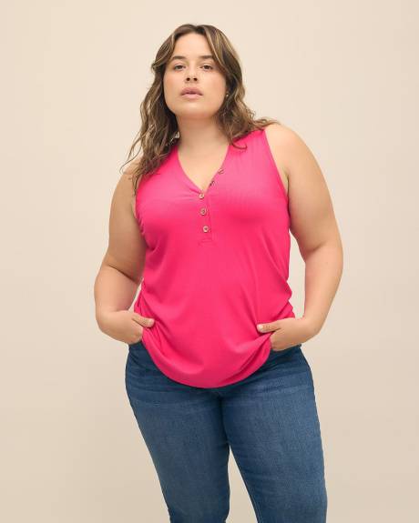 Camisole côtelée à encolure Henley - Essentiels PENN.