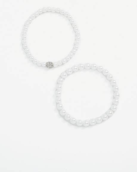 Bracelets élastiques avec perles, ens. de 2