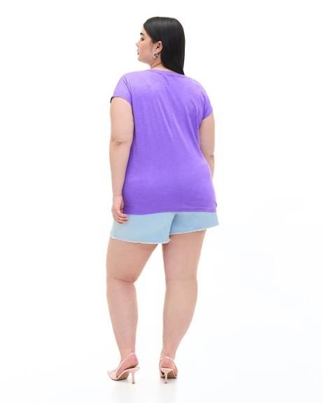Extended-Sleeve Knit Top with V Neckline - Addition Elle