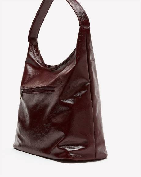 Dark Red Crinkle Shiny Tote Bag