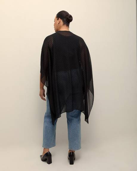Black Lightweight Clip Dot Textured Cape