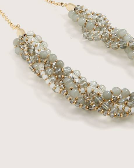 Collier court tressé avec billes de verre