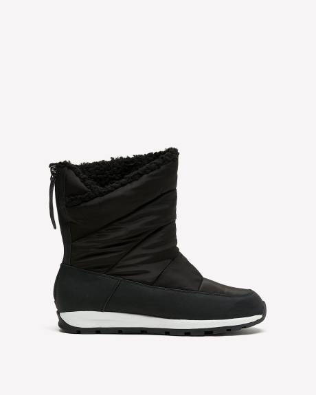 Bottes d'hiver matelassées avec fermeture à glissière à l'arrière, pied très large