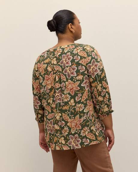 Responsible, Split-Neck Floral Blouse